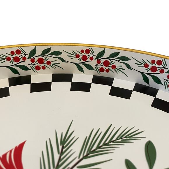 Mackenzie Child's Holiday Cardinal Round Metal Serving Trays, Set of 2 New - Picture 8 of 16